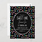 Carte Postale Fête d'anniversaire premier avec points à l'aquare (Devant / Derrière)