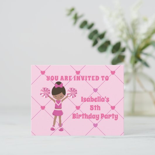 Carte Postale Fête d'anniversaire rose de cheerleader afro-améri (Debout devant)