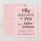 Carte Postale Fête d'anniversaire rose moderne 50 ans et fabuleu (Devant / Derrière)