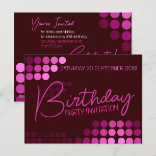 Carte Postale Fête d'anniversaire rose moderne funky