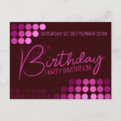 Carte Postale Fête d'anniversaire rose moderne funky (Devant)