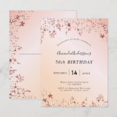 Carte Postale Fête d'anniversaire rose or rousse rose étoiles mo (Devant / Derrière)