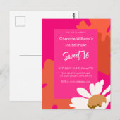Carte Postale Fête d'anniversaire seize ans Fleur rose chaud et  (Devant / Derrière)