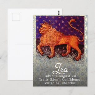 Carte Postale Fête d'anniversaire Signe du zodiaque Lion Horosco