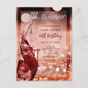 Carte Postale Fête d'anniversaire surprise Rose Gold