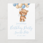 Carte Postale Fête d'anniversaire Teddy Bear Garçon Bleu Save th (Devant)