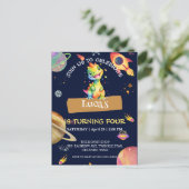 Carte Postale Fête d'anniversaire thème dinosaure mignon galaxie (Debout devant)