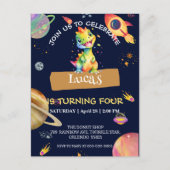 Carte Postale Fête d'anniversaire thème dinosaure mignon galaxie (Devant)