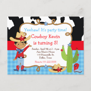 Carte Postale Fête d'anniversaire Western Cowboy Afro-Américain
