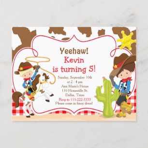 Carte Postale Fête d'anniversaire western Cowboy Yeehaw