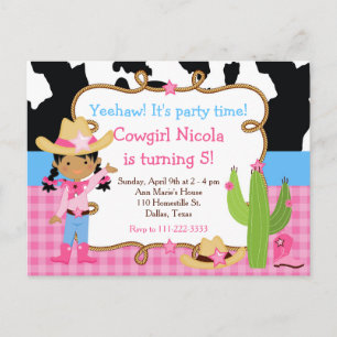 Carte Postale Fête d'anniversaire Western Cowgirl Afro-Américain