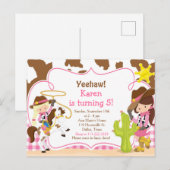 Carte Postale Fête d'anniversaire Western Cowgirl Yeehaw (Devant / Derrière)