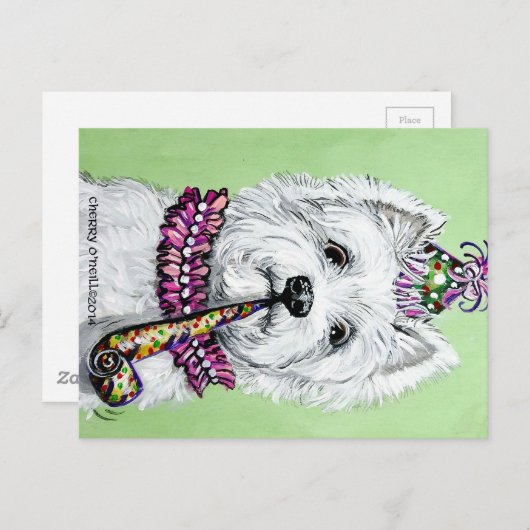 Carte Postale Fête d'anniversaire Westie (Devant / Derrière)