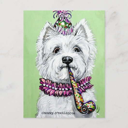 Carte Postale Fête d'anniversaire Westie (Devant)