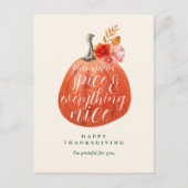 Carte Postale Fête d'Automne de Thanksgiving Pumpkin Aquarelle (Devant)