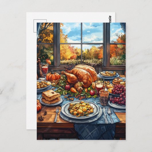 Carte Postale Fête d'automne : Fête de Thanksgiving (Devant / Derrière)