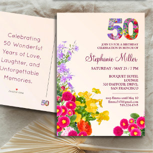 Carte Postale Fête de 50e anniversaire floral moderne 50 ans fêt