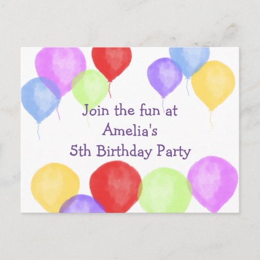 Carte Postale Fête de ballons d'anniversaire coloré (Devant)