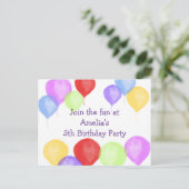 Carte Postale Fête de ballons d'anniversaire coloré (Debout devant)