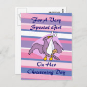 Carte Postale Fête de baptême de l'oiseau des filles (Devant / Derrière)