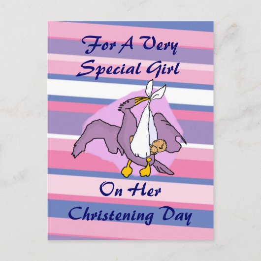 Carte Postale Fête de baptême de l'oiseau des filles (Devant)