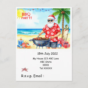 Carte Postale Fête de barbecue de Noël avec le Père Noël