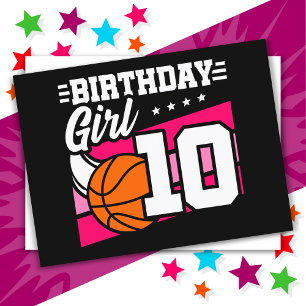 Carte Postale Fête de basketball pour enfant de 10 ans Fille de