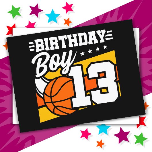 Carte Postale Fête de basketball pour enfant de 13 ans 13e anniv