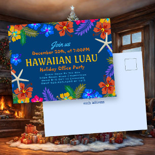 Carte Postale Fête de bureau de vacances Luau hawaïen Hibiscus