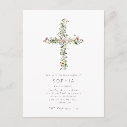 Carte Postale Fête de confirmation de la croix du fleur sauvage  (Devant)