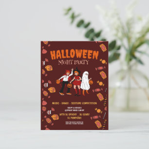 Carte Postale fête de costume d'Halloween, nuit d'Halloween 