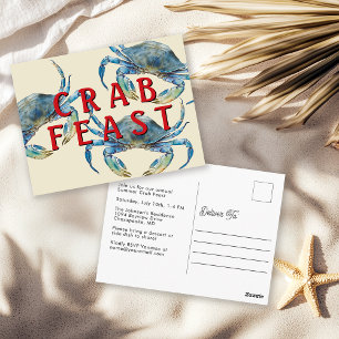 Carte Postale Fête de crabe à l'aquarelle rétro