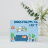 Carte Postale Fête de crémaillère Canapé salon mignon  (Debout devant)