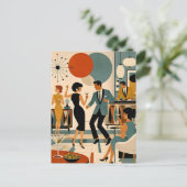 Carte Postale Fête de danse martini branchée milieu du siècle mo (Debout devant)
