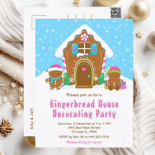 Carte Postale Fête de Décoration de Maison en Pain d'Épices Bleu