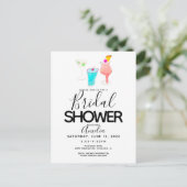 Carte Postale Fête de douche de mariage peinte au cocktail d'aqu (Debout devant)