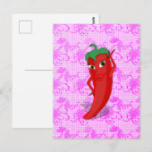 Carte Postale Fête de Fiançailles avec une Diva au Piment Rouge  (Devant / Derrière)