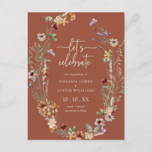 Carte Postale Fête de fiançailles Bohème Terracotta