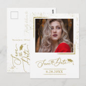 Carte Postale Fête de fin d'études Chic Script Save The Date Pai (Devant / Derrière)