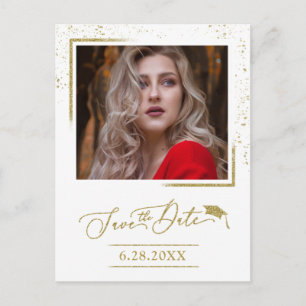 Carte Postale Fête de fin d'études Chic Script Save The Date Pai
