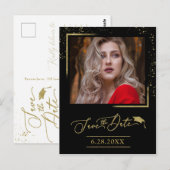 Carte Postale Fête de fin d'études Chic Script Save The Date Pai (Devant / Derrière)