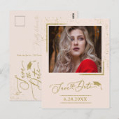 Carte Postale Fête de fin d'études Chic Script Save The Date Pai (Devant / Derrière)