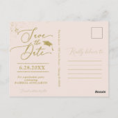 Carte Postale Fête de fin d'études Chic Script Save The Date Pai (Dos)