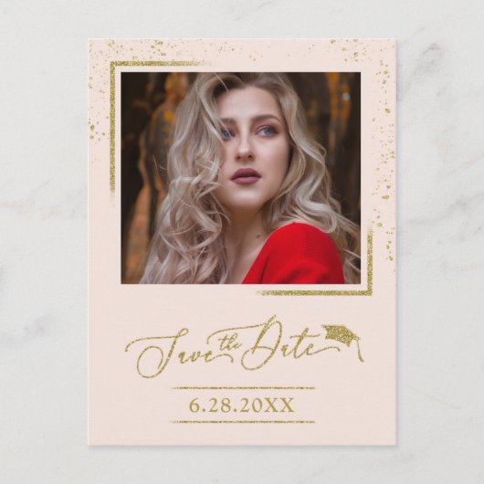 Carte Postale Fête de fin d'études Chic Script Save The Date Pai (Devant)