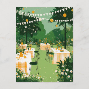 Carte Postale Fête de fin d'études dans un jardin ensoleillé