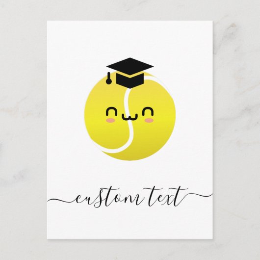 Carte Postale Fête de fin d'études de tennis Texte personnalisé (Devant)