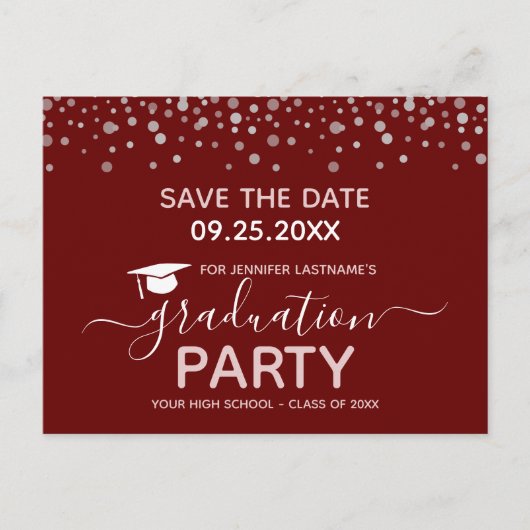 Carte Postale Fête de fin d'études Enregistrer la date Invitatio (Devant)