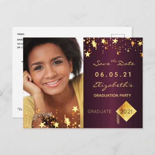 Carte Postale Fête de fin d'études photo Save the Date bordeaux (Devant / Derrière)