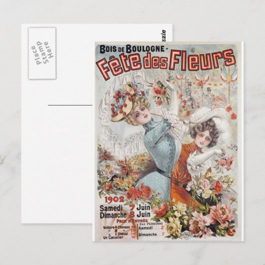 Carte Postale Fete de Fleurs (Devant / Derrière)