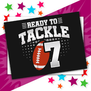 Carte Postale Fête de football à 7 ans avec tackle pour enfants